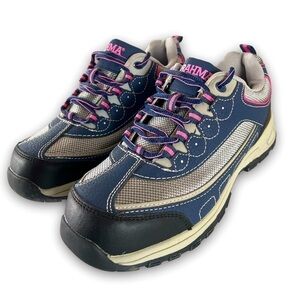 𝅺NWOT Brahma Pink Navy Gray Sacha Leather Steel Toe Low Work Shoe Size 8